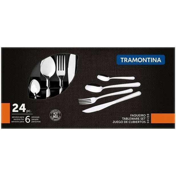 Faqueiro Jogo de Talheres Búzios 24 peças Faqueiro Tramontina Aço Inox Tramontina utensílios cozinha