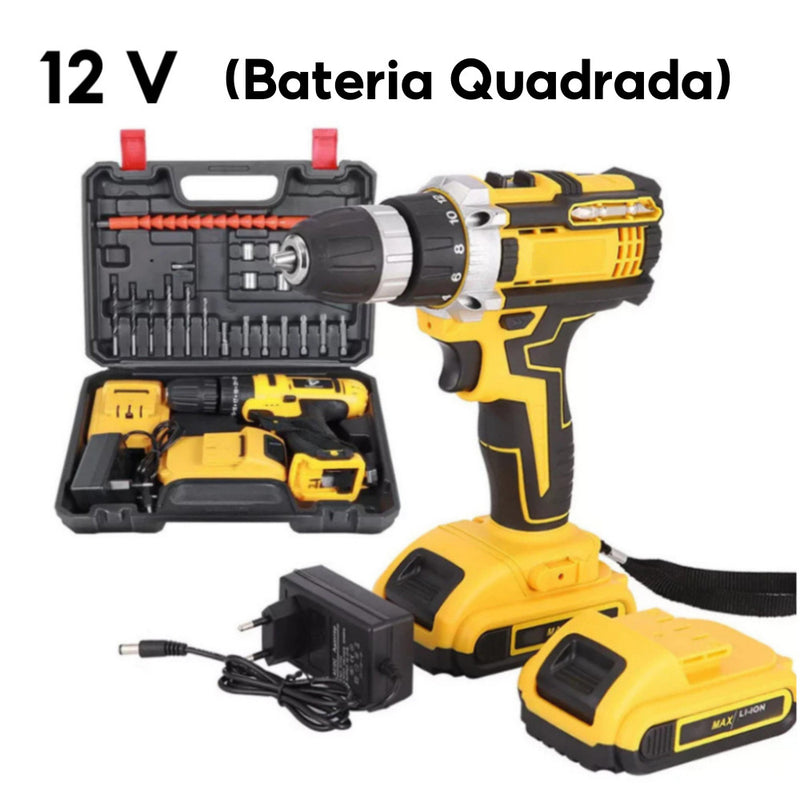 Parafusadeira Furadeira 12V 21V 2 Baterias Com Maleta e Acessórios Completo